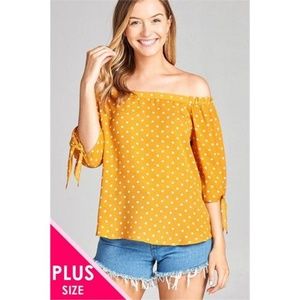 CURVY ROSE POLKA DOT TIE SLEEVE WOVEN TOP 3 PACK